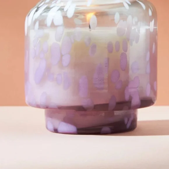 Anthropologie Lavender Glass Candle Holder With Candle GIANT - Picture 3 of 4